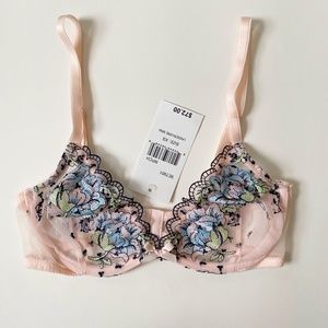 Hanky Panky Pink Floral Embroidered Underwire Bra XS